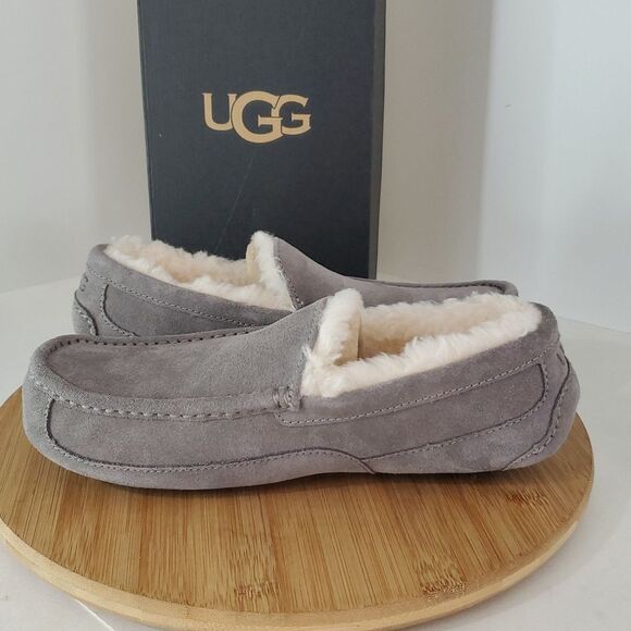 UGG Ascot Slipper Grey Suede Wool Comfort Loafer Men's US 9 NIB - Picture 12 of 16